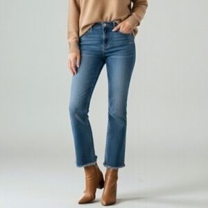 Morrison Kick Crop Jean Size 26 Mid-rise Stretch Denim Fray Hem Womens Starlet
